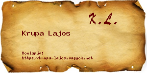 Krupa Lajos névjegykártya